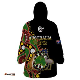 australia darts indigenous art mix kangaroo and emu wearable blanket hoodie