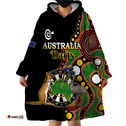 australia darts indigenous art mix kangaroo and emu wearable blanket hoodie