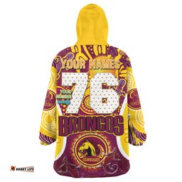 broncos rugby snug hoodie custom brisbane broncos mascot with aboriginal art personalised player and number oodie blanket
