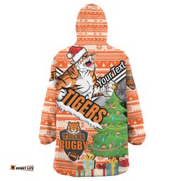 tigers rugby snug hoodie custom christmas tree tigers rugby ball wearable blanket hoodie