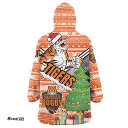 tigers rugby snug hoodie custom christmas tree tigers rugby ball wearable blanket hoodie