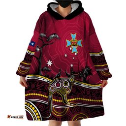 personalised june 6 queensland day wearable blanket hoodie australian aboriginal art