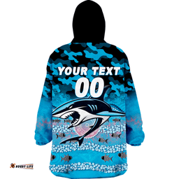 custom personalised sharks rugby anzac day camouflage indigenous art wearable blanket hoodie