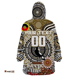 custom collingwood magpies naidoc week 2024 wearable blanket hoodie mascot football dt02