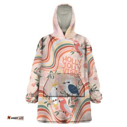 australia hippie christmas wearable blanket hoodie cockatoo kookaburra with wattle pink peach style