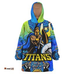 titans rugby snug hoodie custom titans rugby naidoc week and torres strait island with aboriginal dot painting style oodie blanket