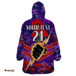 custom text and number storm rugby anzac wearable blanket hoodie lest we forget