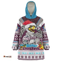 Manly Warringah Sea Eagles Christmas Custom Snug Hoodie - Manly Santa Aussie Big Things Snug Hoodie