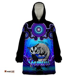 personalised australia gemini sugar gilder zodiac wearable blanket hoodie auz astrology aboriginal blue