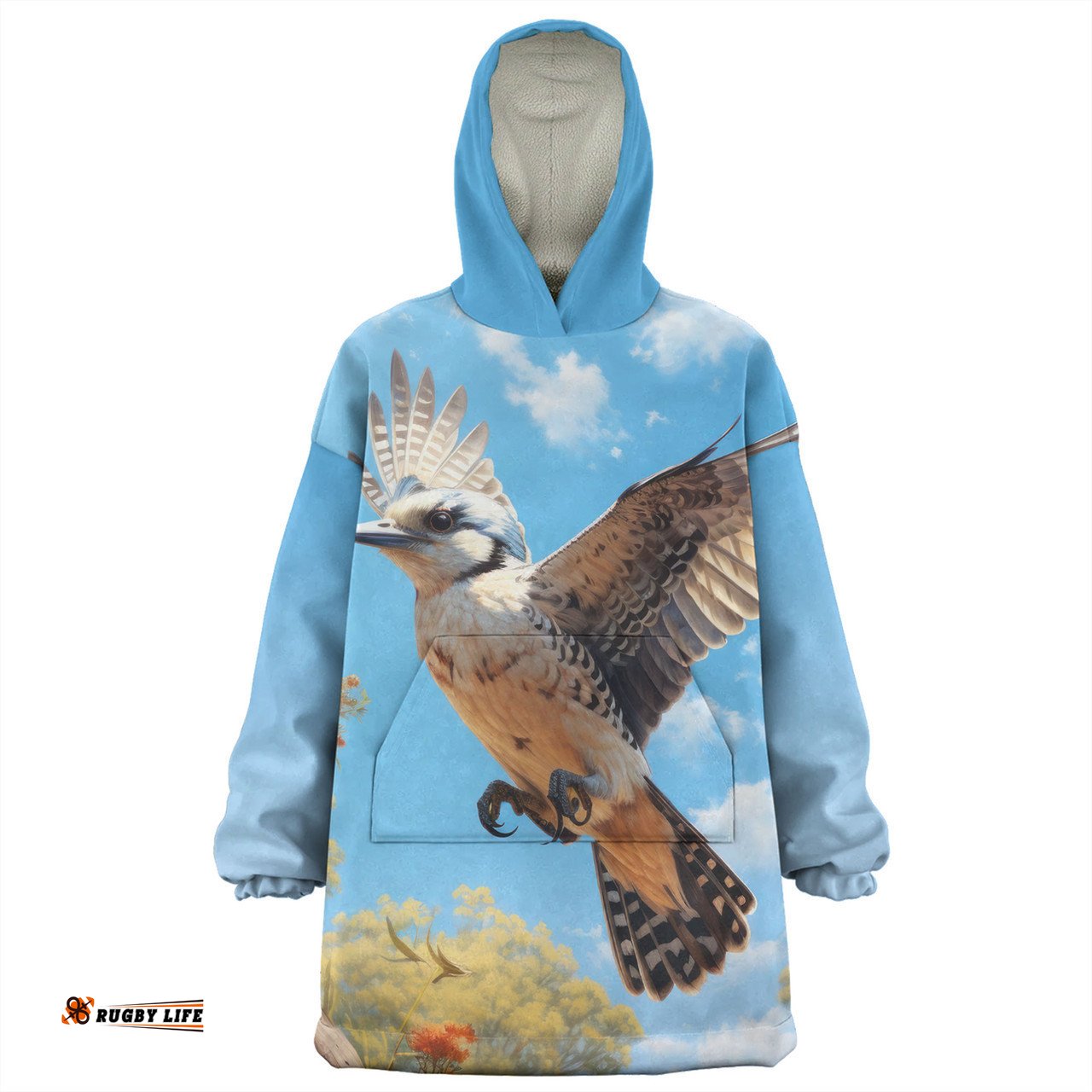 Australia Kookaburra Snug Hoodie - Flying Kookaburra with Blue Sky Snug Hoodie