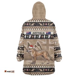 aussie tasmanian tiger wearable blanket hoodie merry christmas