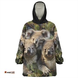 Australia Koala Snug Hoodie - Three Koalas with Gum Trees Ver1 Snug Hoodie