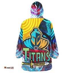 nrlw titans rugby snug hoodie custom titans womens rugby league aboriginal dot painting player and number woman oodie blanket