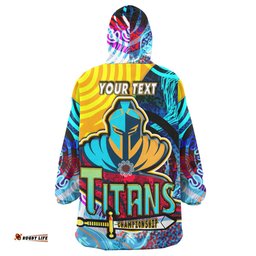 nrlw titans rugby snug hoodie custom titans womens rugby league aboriginal dot painting player and number woman oodie blanket
