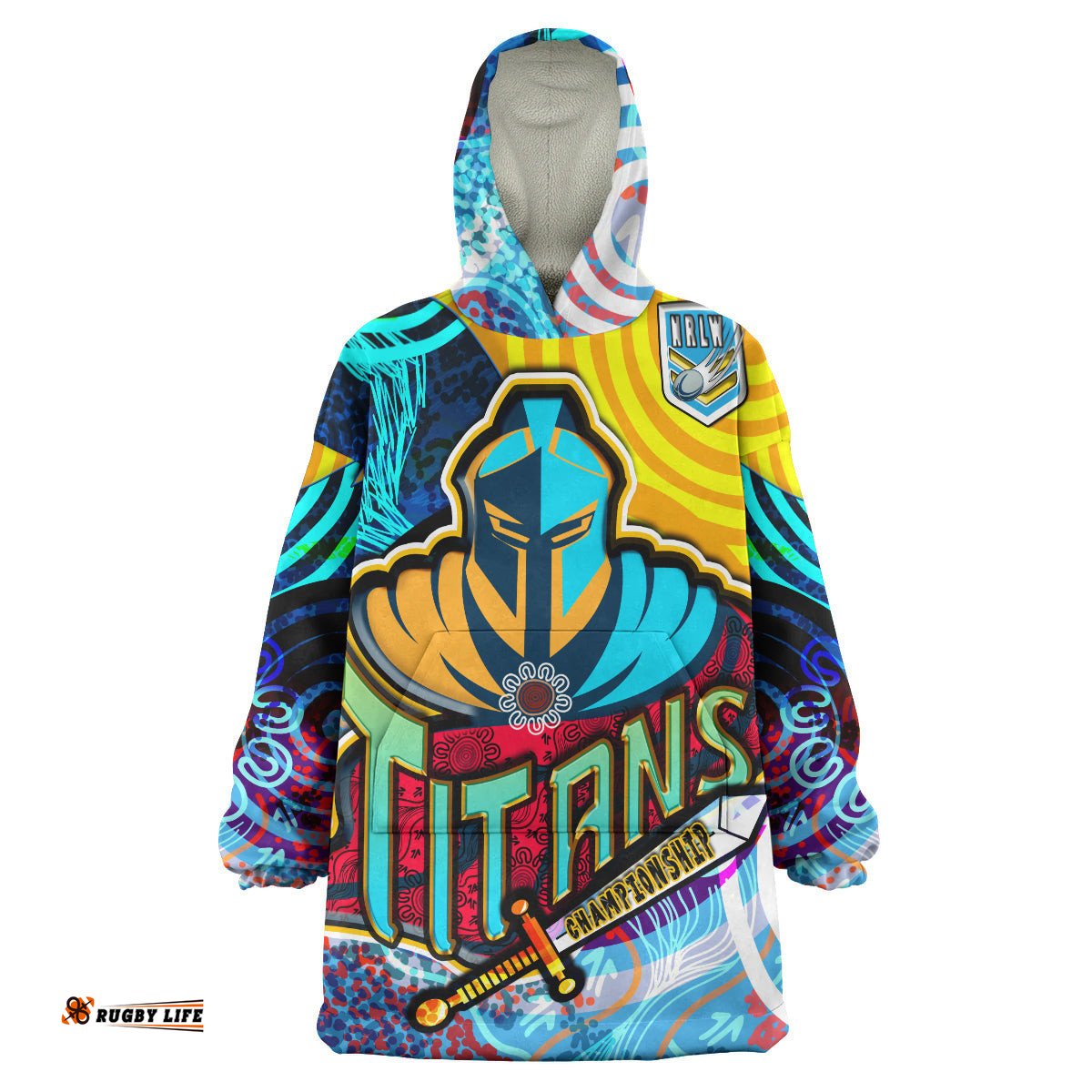 nrlw titans rugby snug hoodie custom titans womens rugby league aboriginal dot painting player and number woman oodie blanket