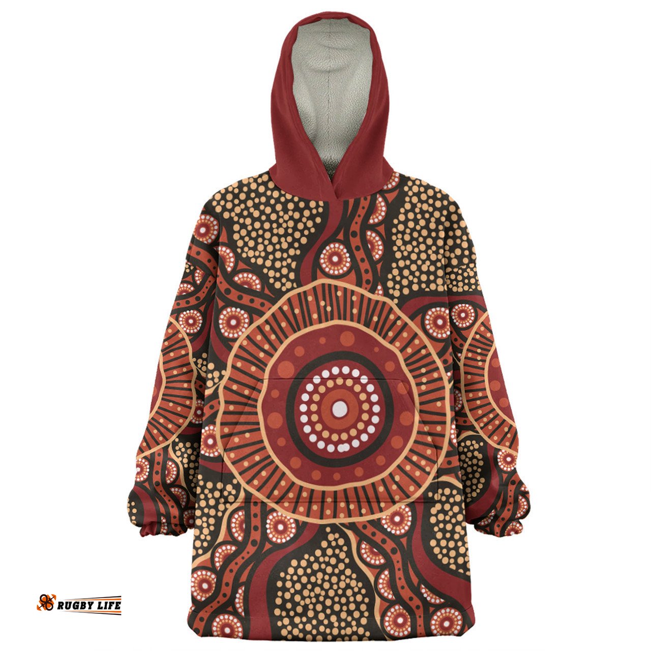 Australia Aboriginal Snug Hoodie - Brown Aboriginal Style Dot Painting Snug Hoodie