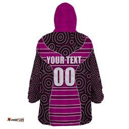 nrl boncos wearable blanket hoodie mix dot aboriginal pink version