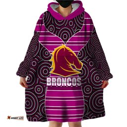 nrl boncos wearable blanket hoodie mix dot aboriginal pink version
