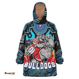 bulldogs rugby snug hoodie custom naidoc week bulldogs torres strait and rugby ball aboriginal patterns oodie blanket