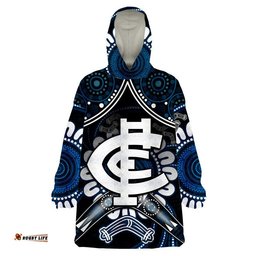 custom personalised blues football wearable blanket hoodie boomerang indigenous dots
