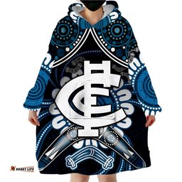 custom personalised blues football wearable blanket hoodie boomerang indigenous dots