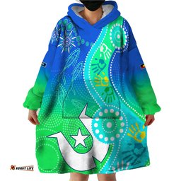 personalised australia naidoc wearable blanket hoodie aboriginal tribal art stylization