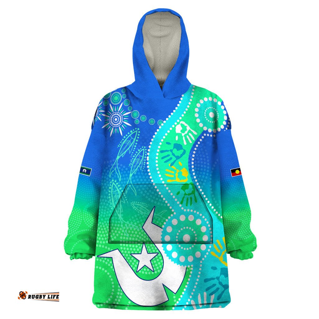 personalised australia naidoc wearable blanket hoodie aboriginal tribal art stylization