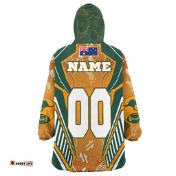 wallabies rugby championship snug hoodie custom wallabies super squad sport style aboriginal oodie blanket