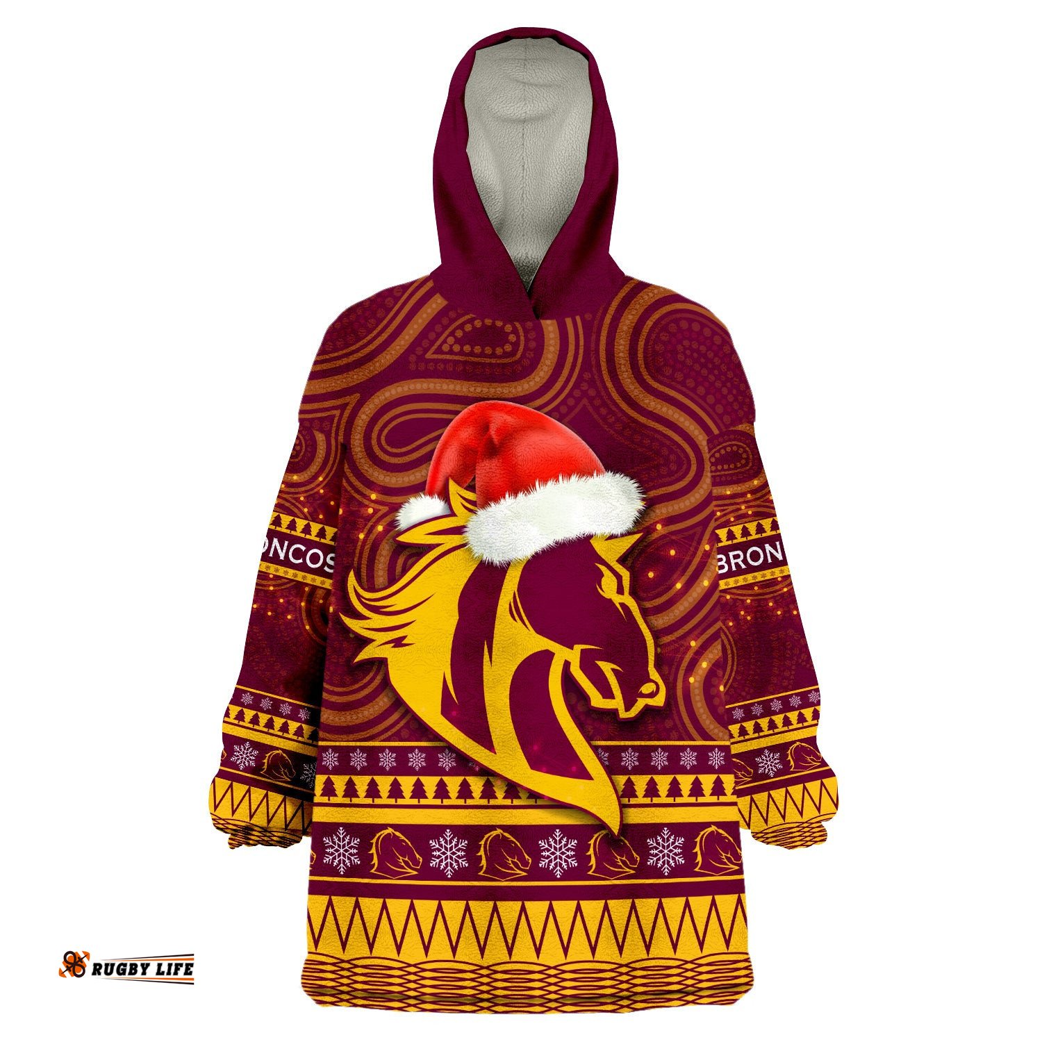 custom personalised broncos christmas brisbane indigenous wearable blanket hoodie