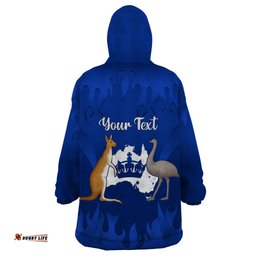 personalised australia king birthday wearable blanket hoodie australian map with crown blue version
