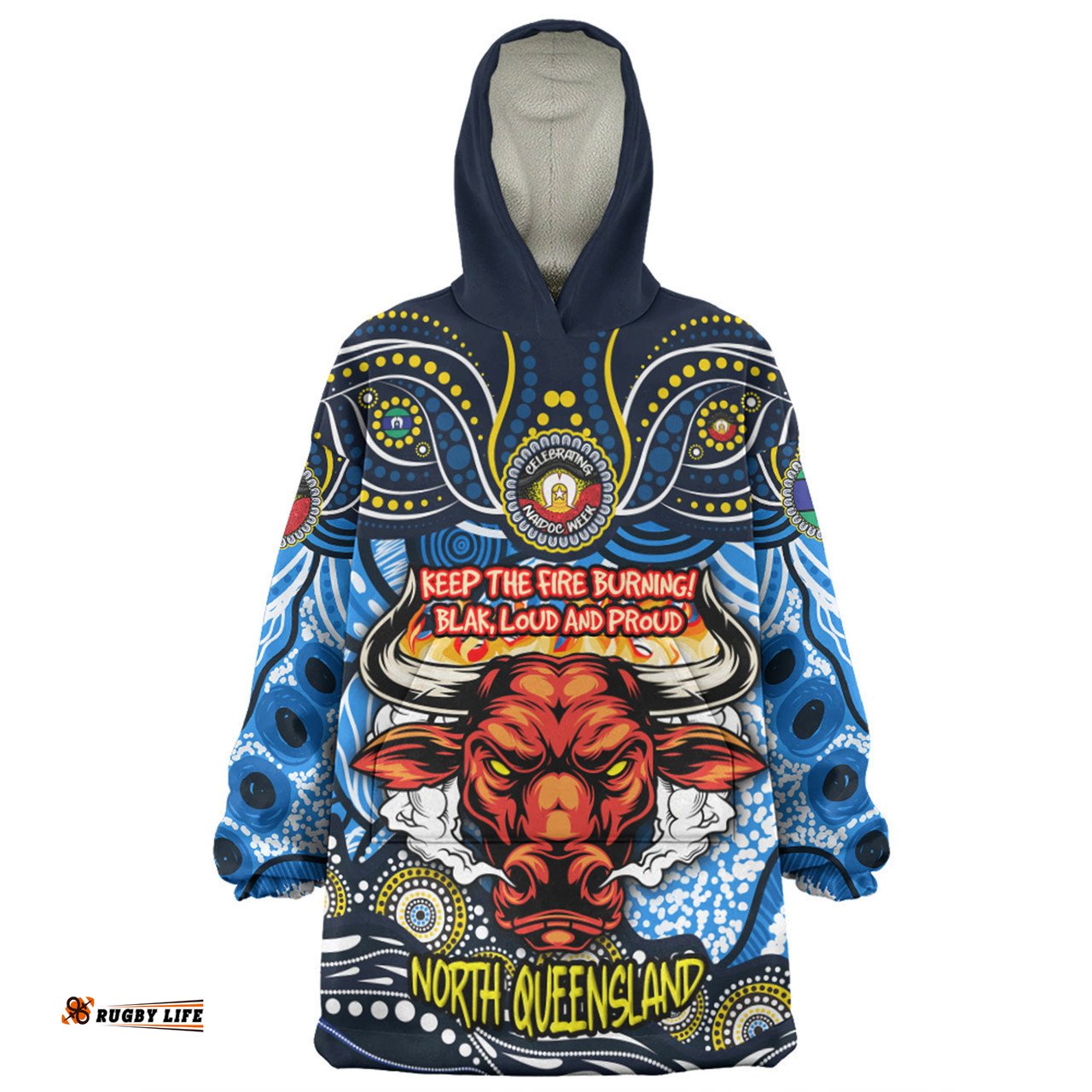 North Queensland Cowboys Snug Hoodie Celebrating Naidoc Week 2024 Aboriginal Dot Art Inspired