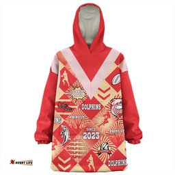Redcliffe Dolphins Snug Hoodie - Argyle Patterns Style Tough Fan Rugby For Life