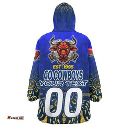 cowboys rugby snug hoodie custom rugby ball go cowboys aboriginal patterns oodie blanket