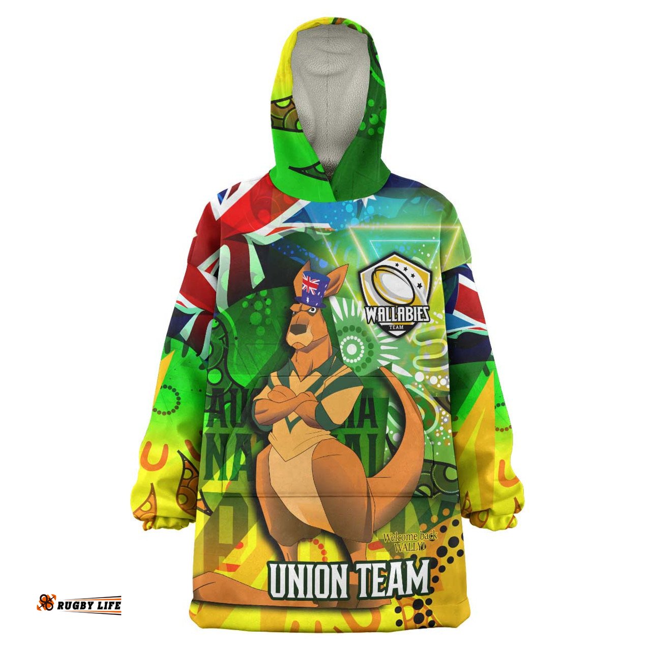 Wallabies Rugby Snug Hoodie - Custom Australia National Rugby Championship "Welcome Back Wally" Aboriginal Inspired Oodie Blanket