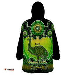 personalised australia aquarius emu zodiac wearable blanket hoodie auz astrology aboriginal green