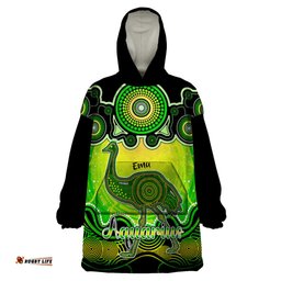 personalised australia aquarius emu zodiac wearable blanket hoodie auz astrology aboriginal green