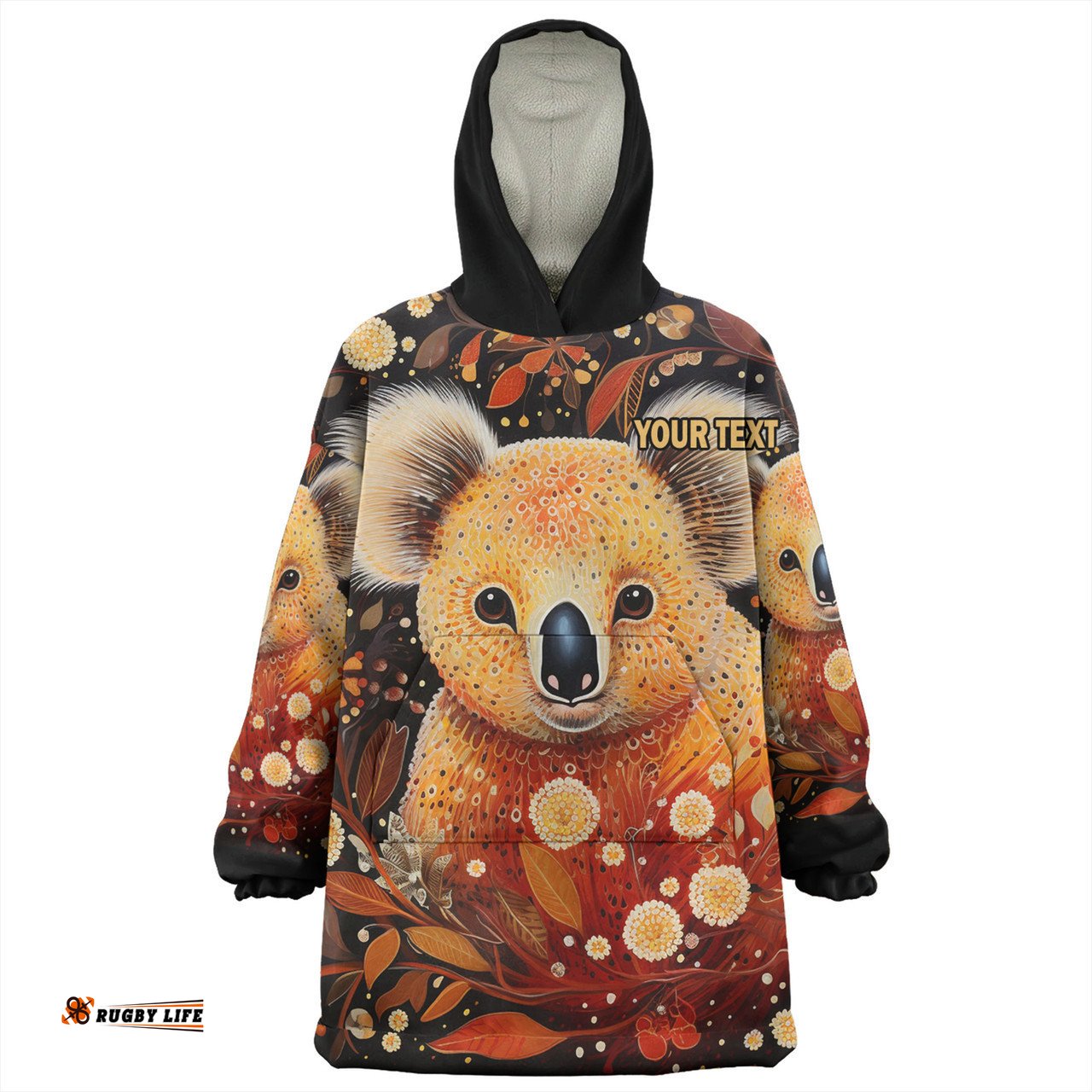 Australia Koala Custom Snug Hoodie - Aboriginal Koala With Golden Wattle Flowers Snug Hoodie