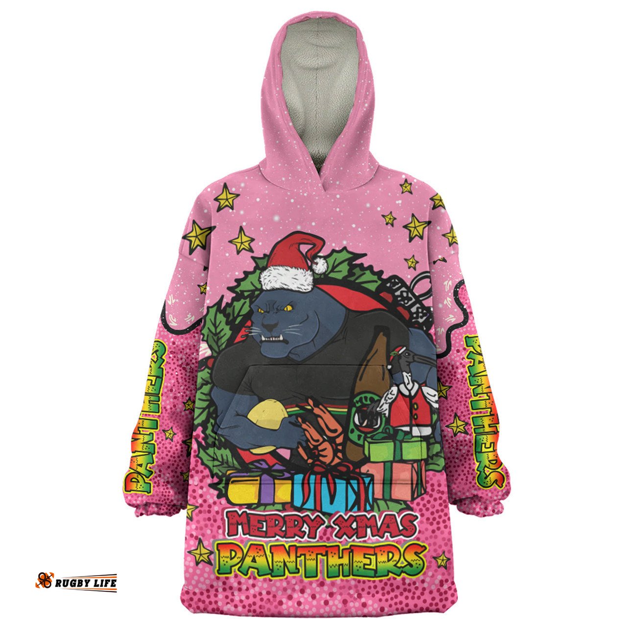 Penrith Panthers Christmas Custom Snug Hoodie - Merry Christmas Our Beloved Team With Aboriginal Dot Art Pattern V2 Snug Hoodie