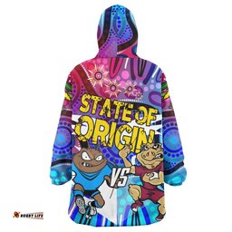 state of origin rugby league team snug hoodie nsw vs qld rugby team mascot with aboriginal culture oodie blanket
