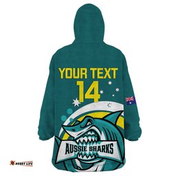 custom australia water polo 2024 wearable blanket hoodie aussie shark sporty version