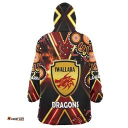 st george rugby snug hoodie custom dragons mascot illawarra rugby with aboriginal art player and number oodie blanket