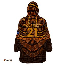 custom wallabies rugby wearable blanket hoodie polynesian and aboriginal special orange version