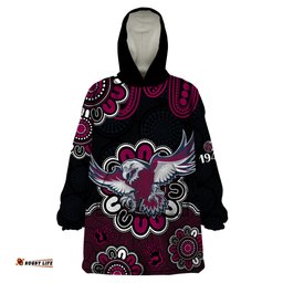nrl manly warringah sea eagles rugby 1946 aboriginal wearable blanket hoodie