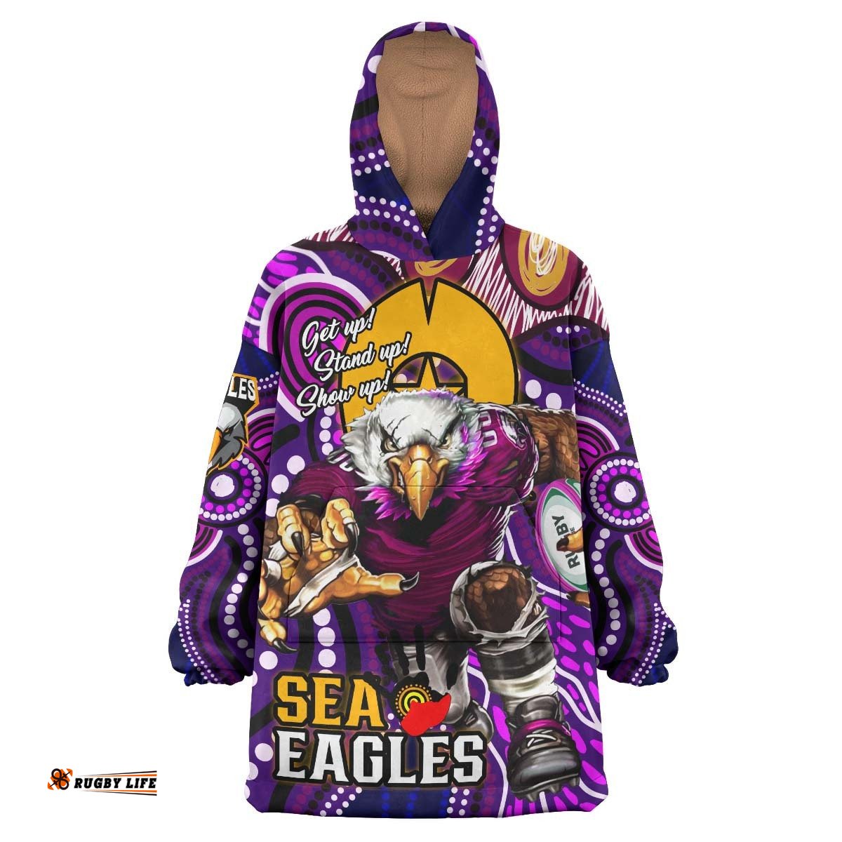 sea eagles rugby snug hoodie custom sea eagles naidoc week and torres strait island with aboriginal dot painting style oodie blanket