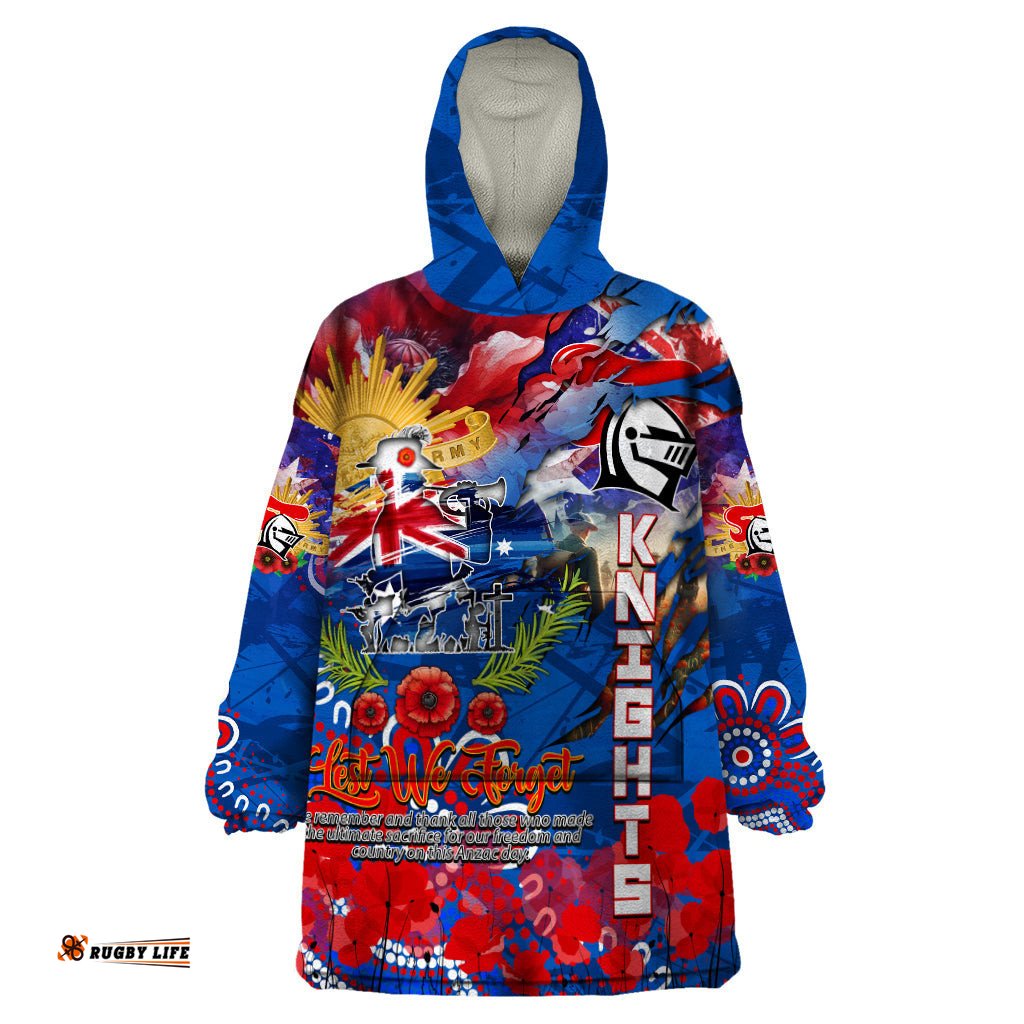 personalised australia rugby knights anzac wearable blanket hoodie newcastle scratch style dt02