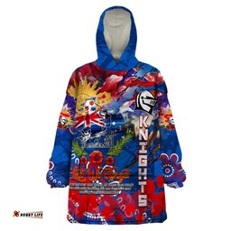 personalised australia rugby knights anzac wearable blanket hoodie newcastle scratch style dt02