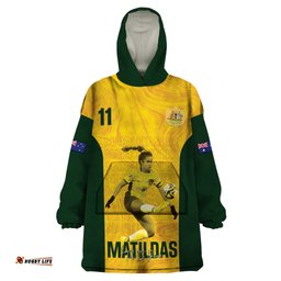 australia soccer wearable blanket hoodie fowler matildas gold marble