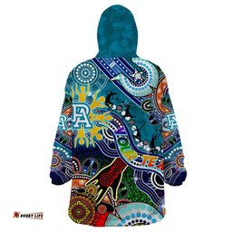 custom naidoc week 2024 port adelaide power wearable blanket hoodie australia aboriginal dot painting dt02