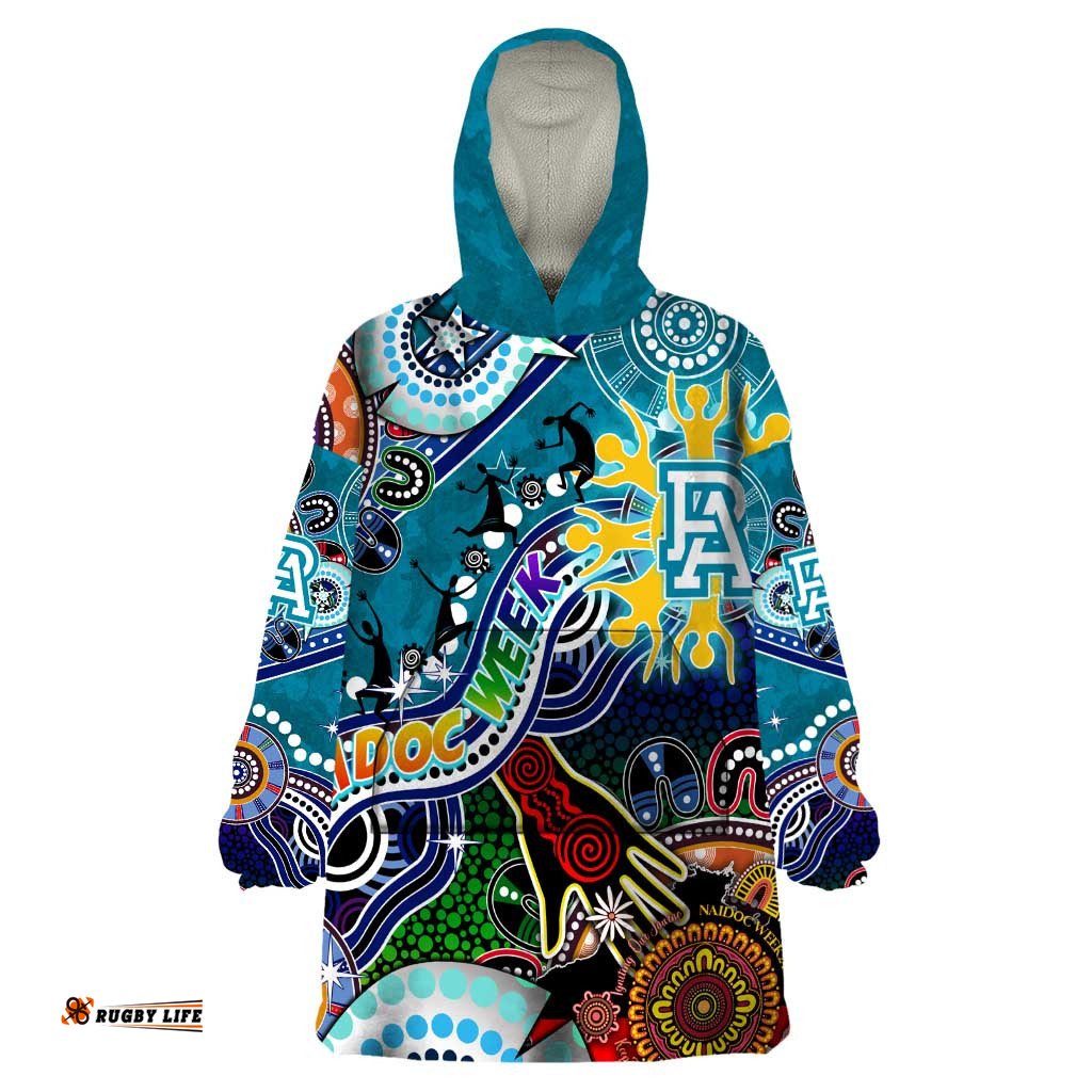 custom naidoc week 2024 port adelaide power wearable blanket hoodie australia aboriginal dot painting dt02