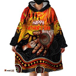 personalised happy fathers day wearable blanket hoodie best dad australia aboriginal dt02